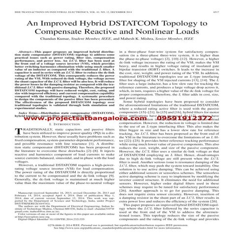 POWER QUALITY IMPROVEMENT BY DSTATCOM | PPTX
