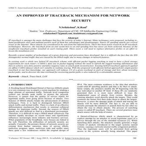 An improved ip traceback mechanism for network security