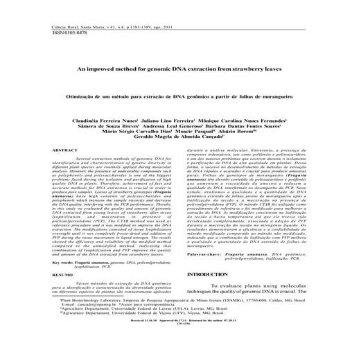 An improved method for genomic dna extraction from strawberry leaves | PDF