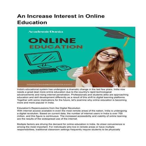 An Increase Interest in Online Education