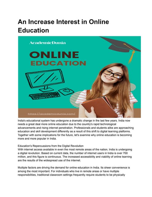 Challenges and Opportunities for Online Education in India | PDF