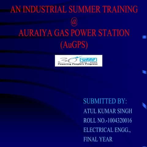An industrial summer training at NTPC AURAIYA