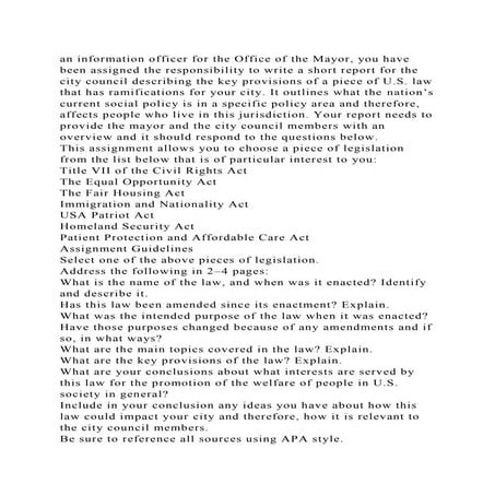 an information officer for the Office of the Mayor, you have been as.docx