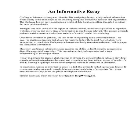 An Informative Essay.  How to start a informative essay. Informative Essay on...