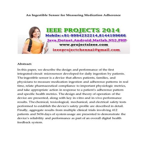 An ingestible sensor for measuring medication adherence