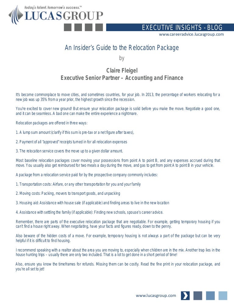 An Insiders Guide to the Relocation Package