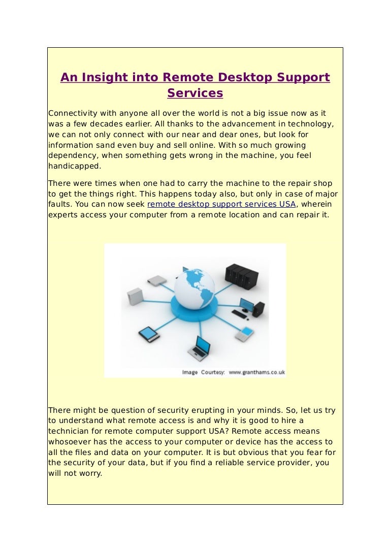 An insight into remote desktop support services
