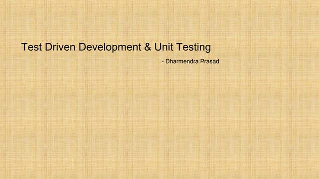 An insight to test driven development and unit testing