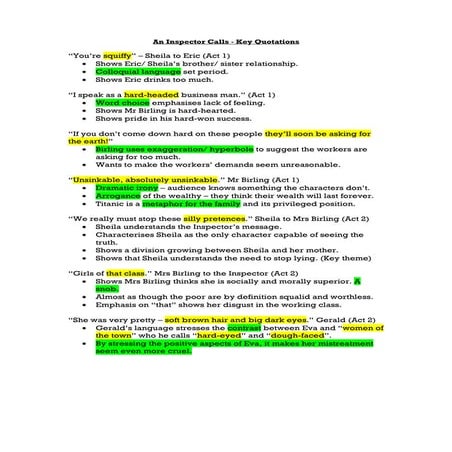 An Inspector Calls - Quotations