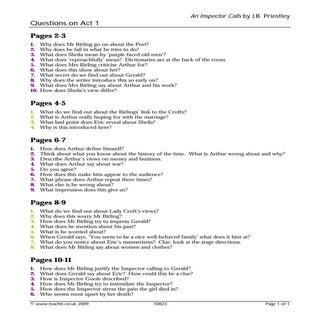 An inspector calls act 1 questions
