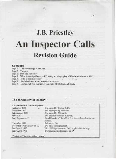 An Inspector Calls Revision | PPT