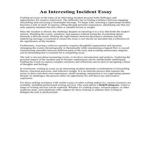 An Interesting Incident Essay