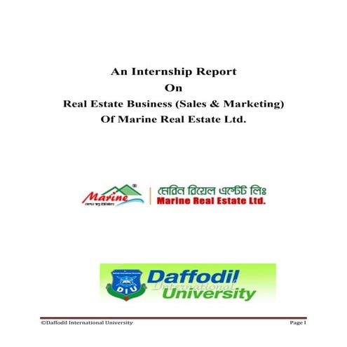 An internship report on real estate business (sales &amp; marketing) of marin...