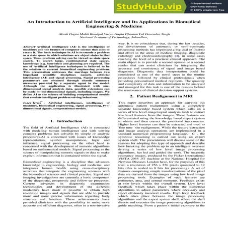 An Introduction To Artificial Intelligence And Its Applications In Biomedical...