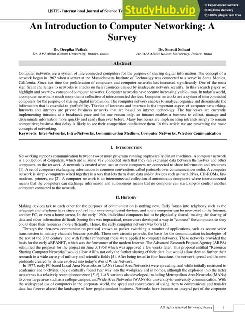 An Introduction To Computer Networking  A Survey