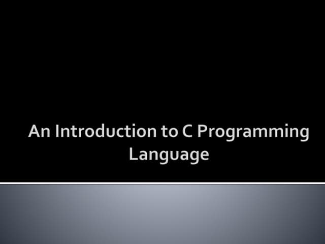 introduction to c programming language