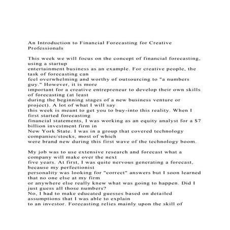 An Introduction to Financial Forecasting for Creative Professi.docx