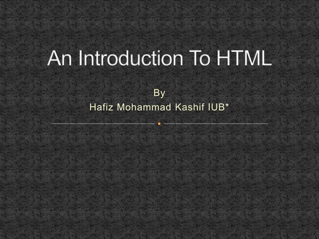 An introduction to html