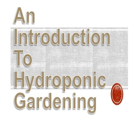 An Introduction To Hydroponic Gardening