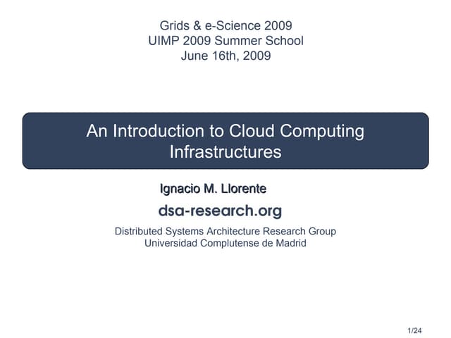 An Introduction To Infarstructures For Cloud Computing V0.2