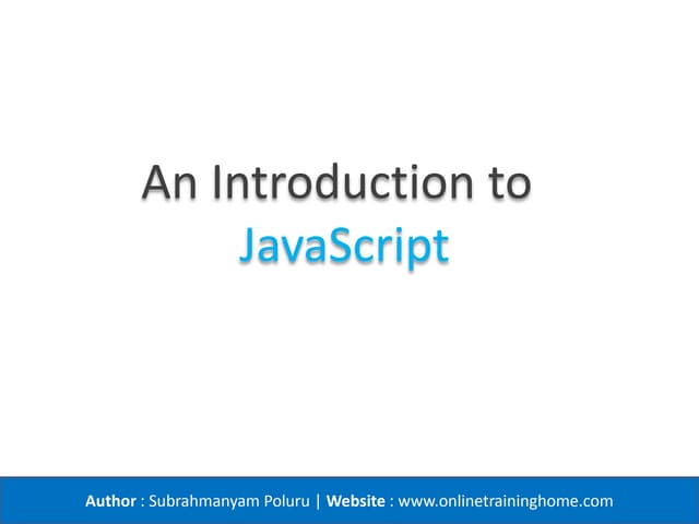 An overview of JavaScript | PPT