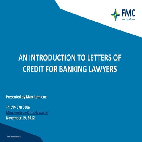 An Introduction to Letters of Credit for Banking Lawyers