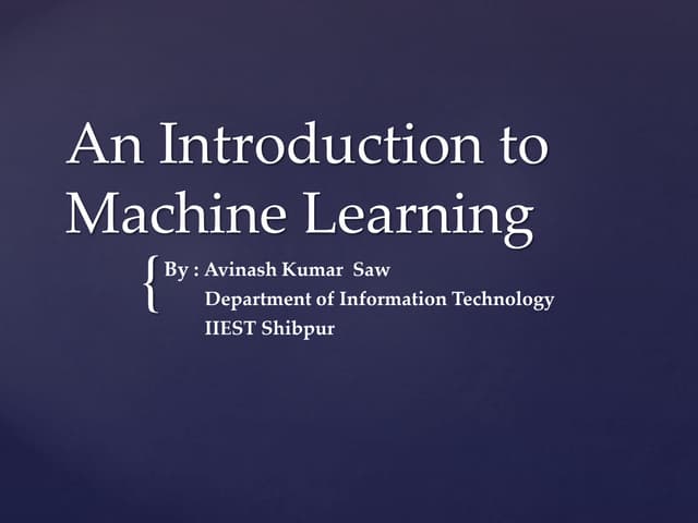 An introduction to machine learning