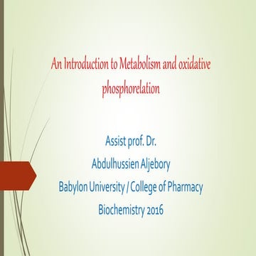 An introduction to metabolism