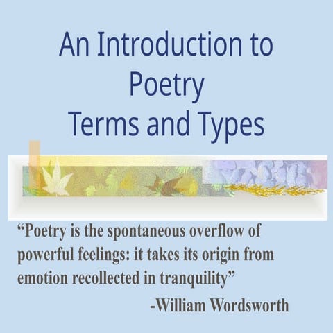 Poetry and Its Elements English 9 Quarter 2 | PPTX