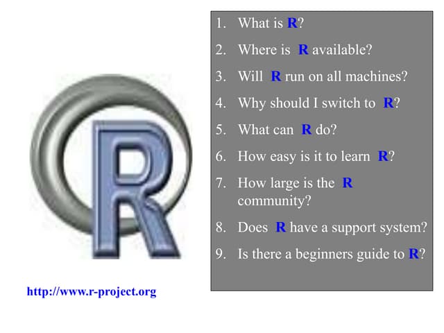 An introduction to R is a document useful