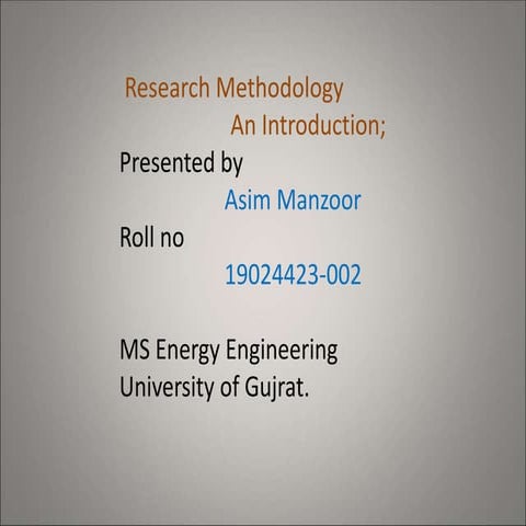 An introduction to research methodology