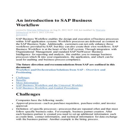 An introduction to sap business workflow