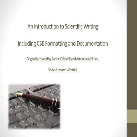 Introduction to Scientific Writing and CSE Style