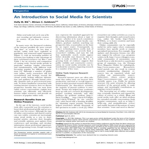 An introduction to social media for scientists