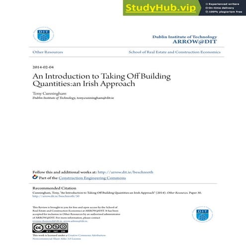 An Introduction To Taking Off Building Quantities An Irish Approach