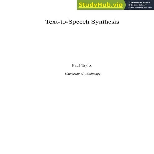 An Introduction To Text-To-Speech Synthesis