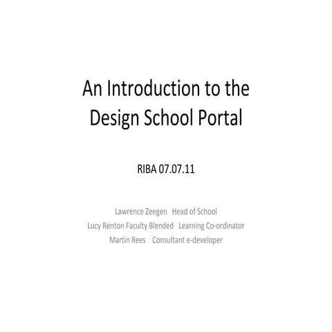 An introduction to the new Design School Portal