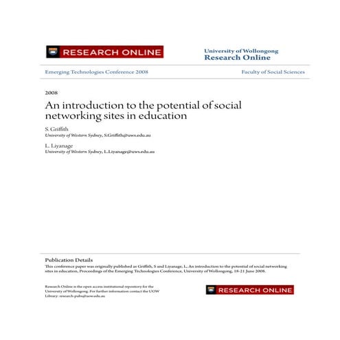 An introduction to the potential of social networking sites in ed
