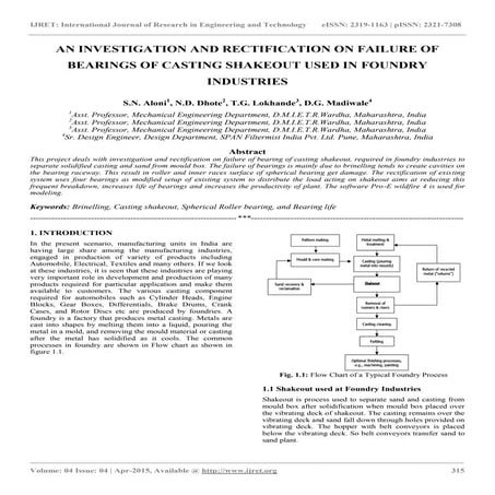 An investigation and rectification on failure of bearings of casting shakeout...