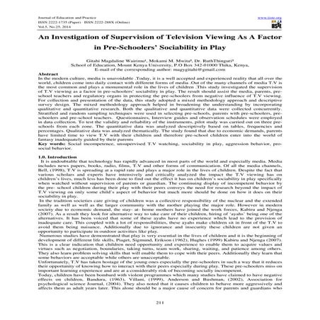 An investigation of supervision of television viewing as a factor