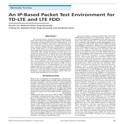 An IP based packet test environment for LTE-TDD and LTE-FDD