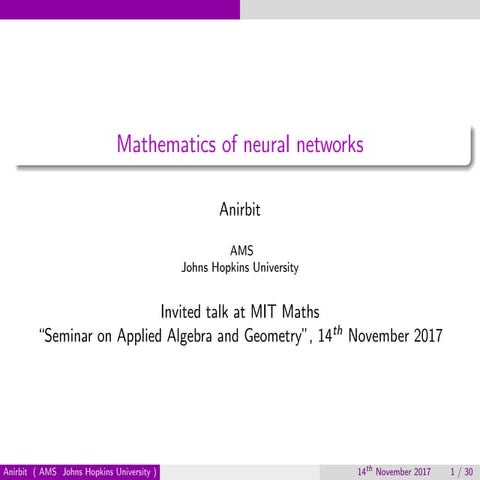 Talk at MIT, Maths on deep neural networks 