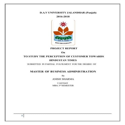 Anish internship report.......on Hindustan Times