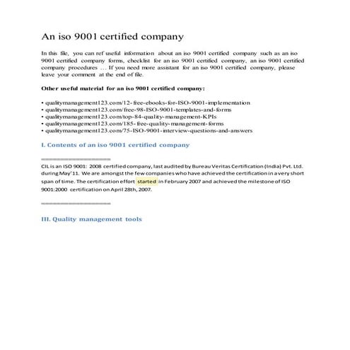 An iso 9001 certified company