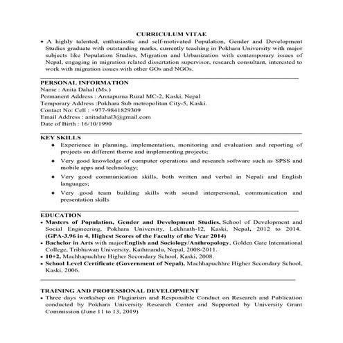 Anita dahal cv