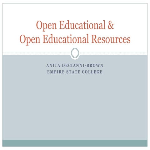 Open Educational Resources and Open Education