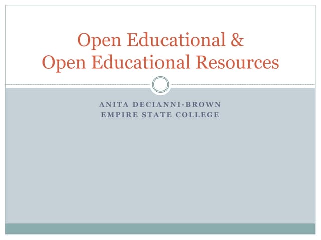 Open Educational Resources and Open Education
