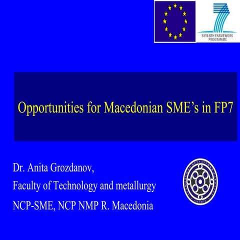 Opportunities for Macedonian SME's in FP7