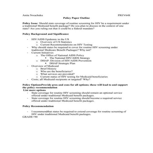 Anita nwachuku policy paper outline