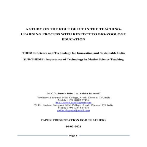 ICT in the teaching learning process with respect to bio-zoology